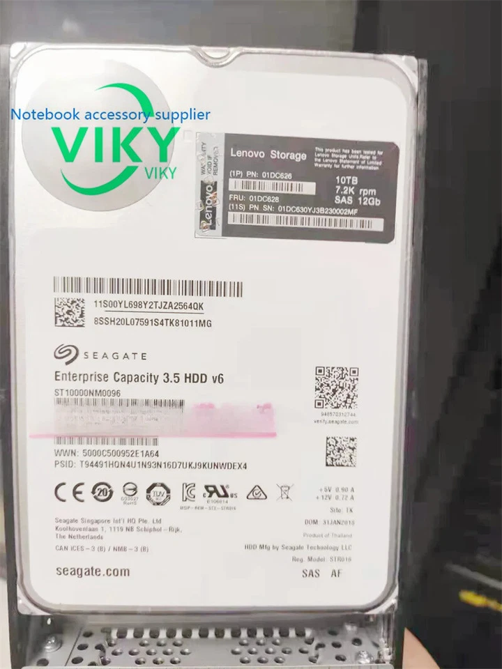 01DC626 01DC628 Lenovo Storage 10TB 7.2K 3.5 SAS Hard Drive HDD - Image 2 of 2