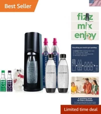 Terra Sparkling Water Maker Bundle Black, with CO2, DWS Bottles, and Bubly Dr...