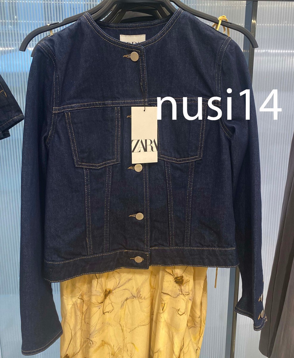 ZARA NEW WOMAN ROUND NECK ZW COLLECTION DENIM JACKET BLUE XS-XL