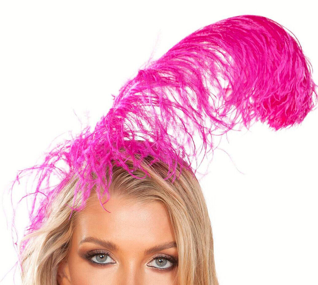 Womens Pink Feather Headband Costume Accessory Halloween Roleplay