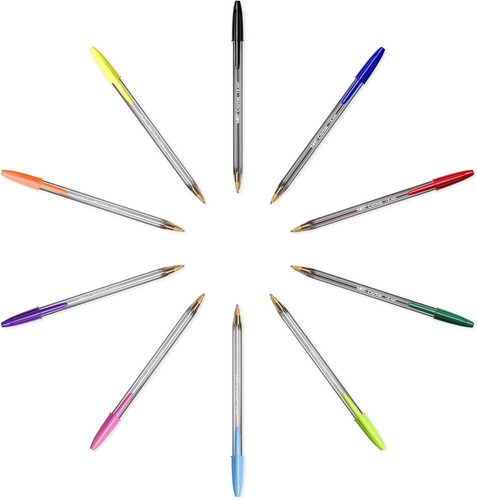 10 x BiC Cristal Ball Pen Fun Classic Multicolour Pens 1.6mm Point School Office - 第 5/7 張圖片