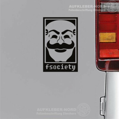 fsociety Mr Robot 15cm Notebook Hacker Anonymous Auto Aufkleber Sticker Text B64