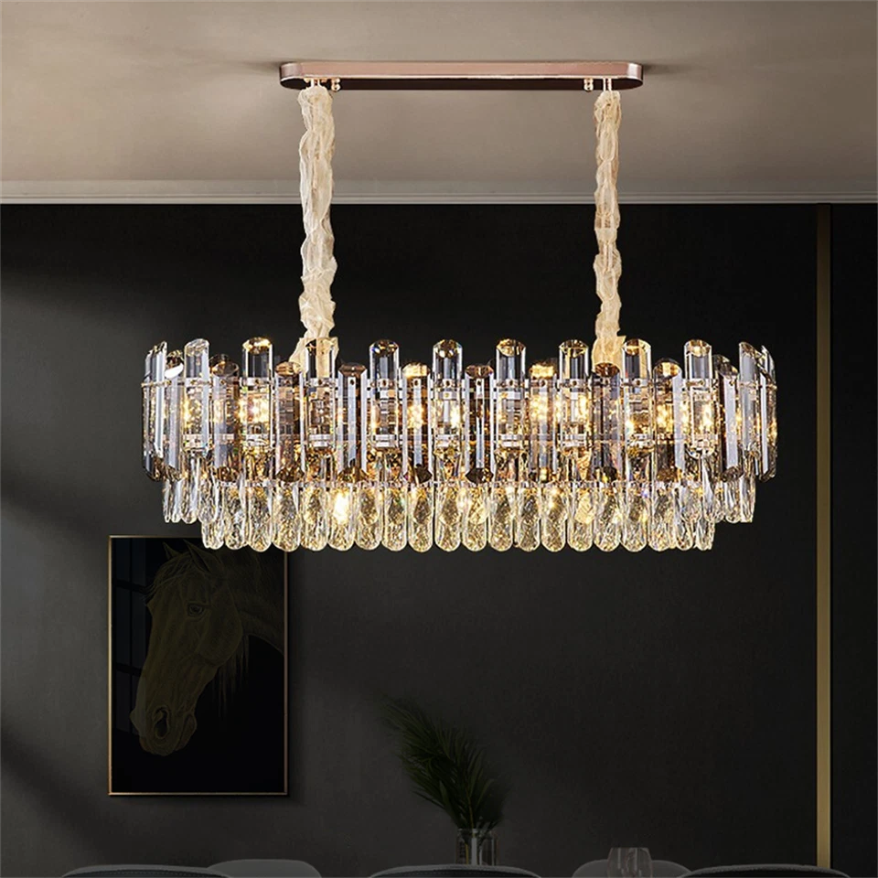 40-100cm Crystal Chandelier Square/Round Ceiling Light LED Hanging Lamp Pendant - Image 3 of 4