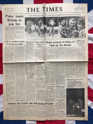1969 Zeitung Apollo 10 Common Market Farbfernsehen Warnung Cillas Nase Operation