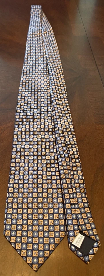 Corbata de cuello Egara azul dorado 100 % seda para hombre hecha en China XL Foto 3 de 4