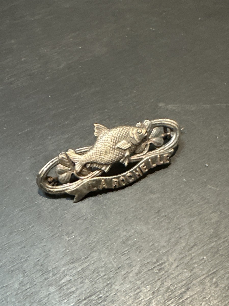 Broche Ancienne Plaqué Or 18k – Style Art Déco / Nouveau – Motif Poisson – Occasion