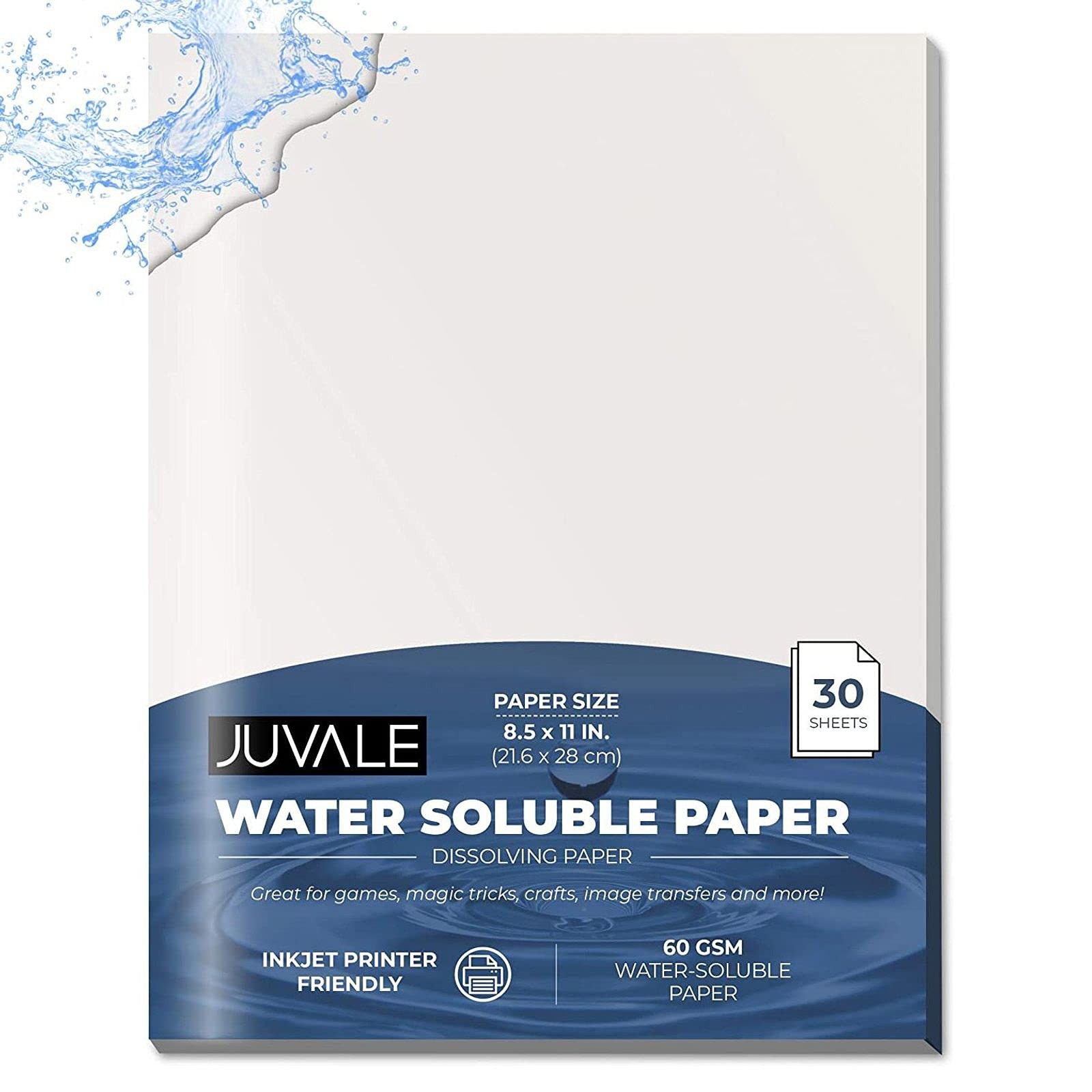 Juvale Water Soluble Paper Transfer Sheets - 8.5 x 11 in, x 11 In, white 