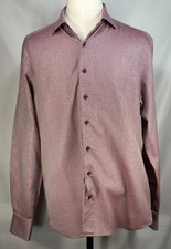 Hammer Made Pin Check Cotton Button Up Red Mens L  16.5