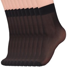 10 PCS Ankle Socks for Women 20D Sheer Soft Tight Nylon Hosiery Footwear