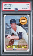 1969 TOPPS #465 TOMMY JOHN PSA 7