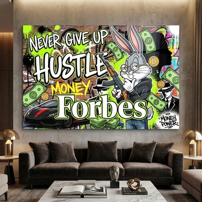 Bugs Bunny, AK-47-Waffe Wandbild Forbes Business. Acrylglas, Leinwand, Poster