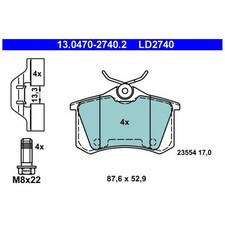 Satz Bremsbeläge Bremsklötze hinten für Peugeot 2008 1 CU 207 WA CC WD | 2413