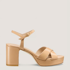  550 STUART WEITZMAN Dayna Platform Sandal PATENT LEATHER ADOBE 6.5  PD1 