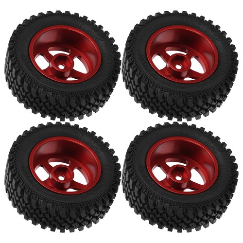 (Red)4Pcs Remote Control Metal Wheel Hub Rubber Tires Replacement For MN86 DM - Picture 3 of 12