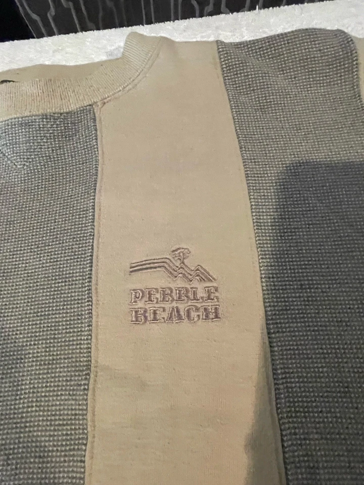Suéter tejido vintage de playa de guijarros para hombre L beige gris pulóver a rayas Foto 2 de 4