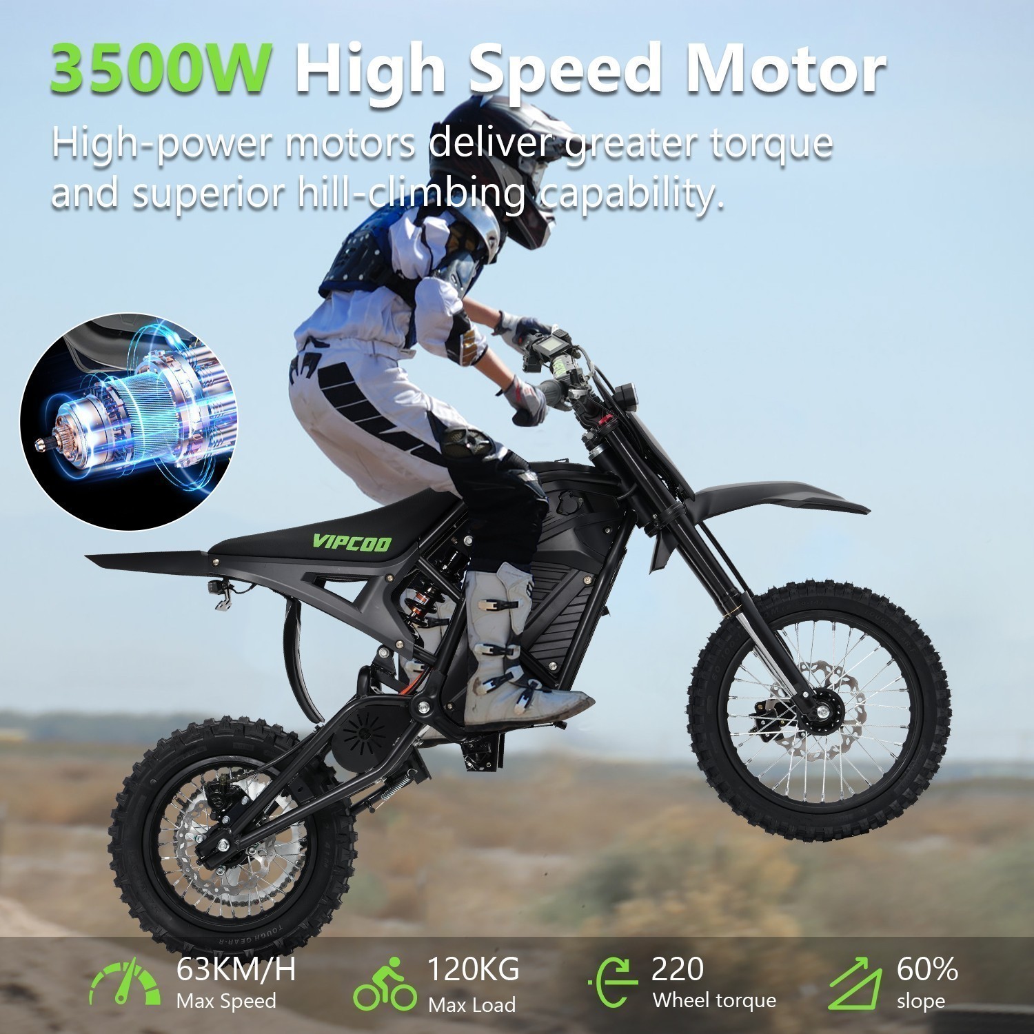 Electric Bike for Adults Motor 3500W 48V 40 MPH 14 in Off-road E-Mountain eBikes