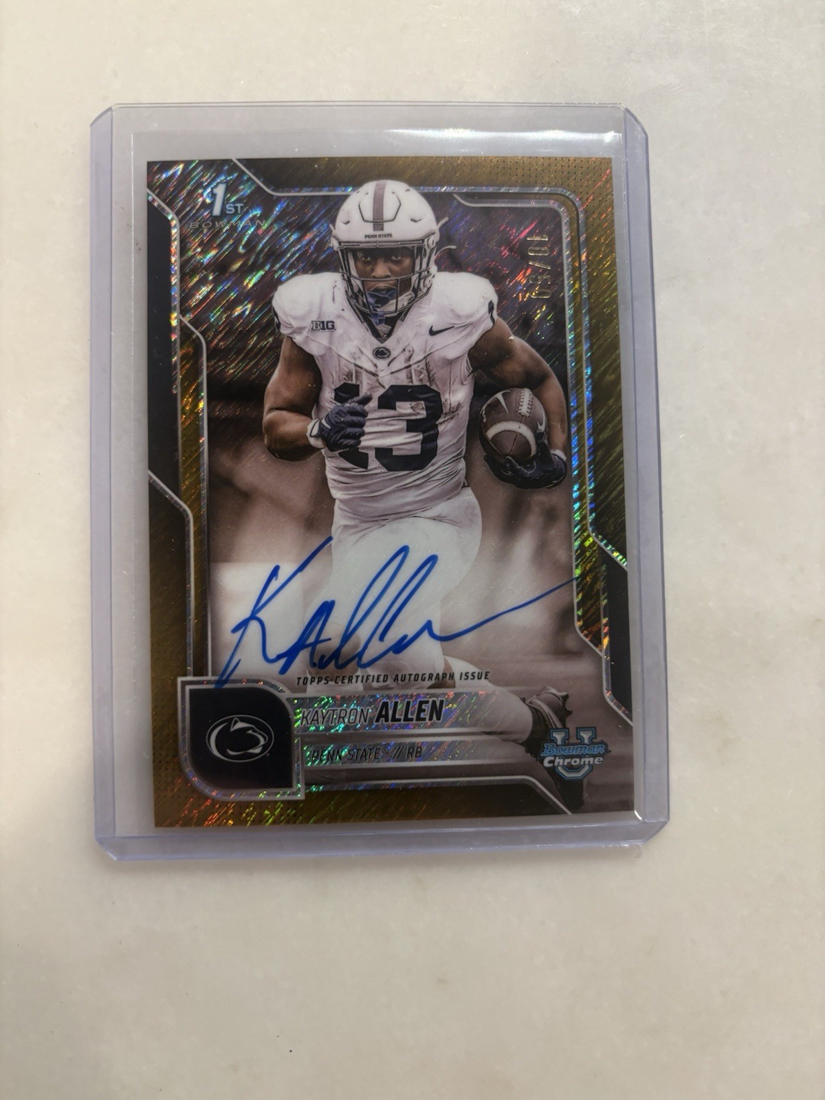2025 Bowman Chrome U #BCA-KA Kaytron Allen Gold On Card Auto /50 Penn State