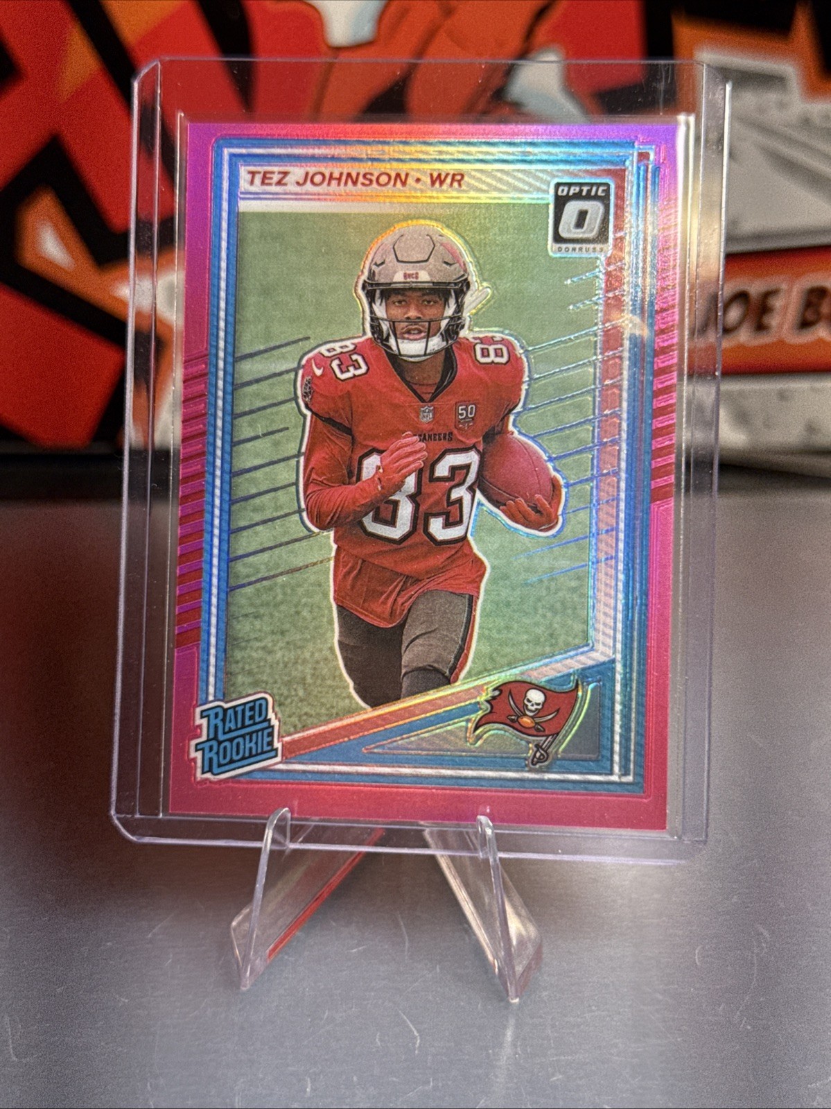 2025 Panini Donruss Rated Rookie Tez Johnson #313 Optic Preview Pink Prizm (RC)