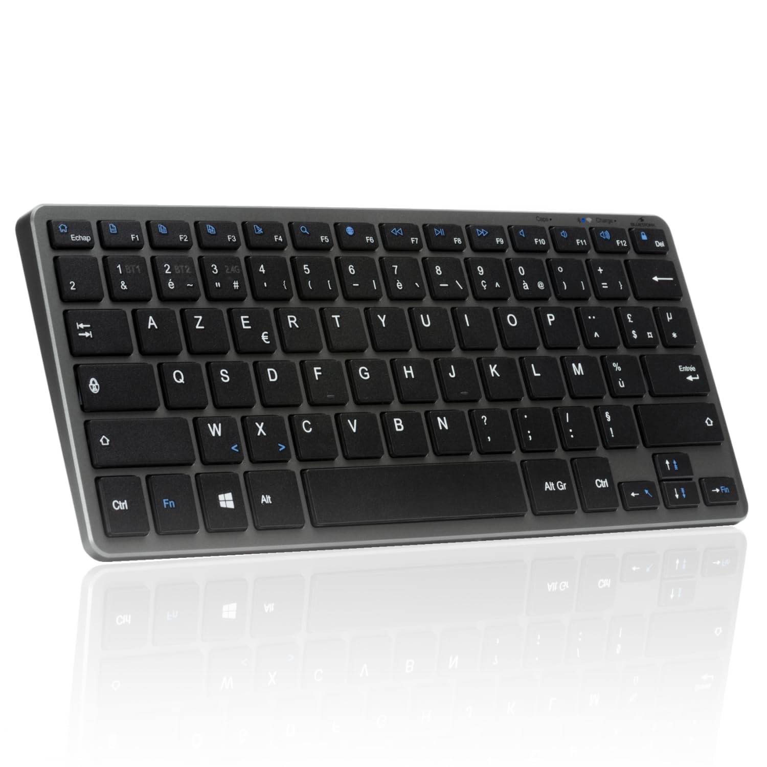 Clavier sans fil Bluetooth compact - Mini clavier léger Azerty français gris sidéral