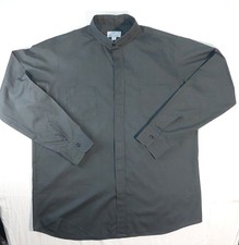 RJ Toomey Comfort Shirt Clerical Collar Grey Button Down Men 17.5-35 Made in USA