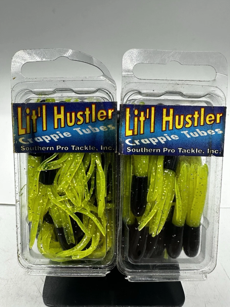 Lot 5 Tubes Southern Pro Crappie Lil Hustler 1,5'' Noir/Firetail - Pour Pêche Au Crappie