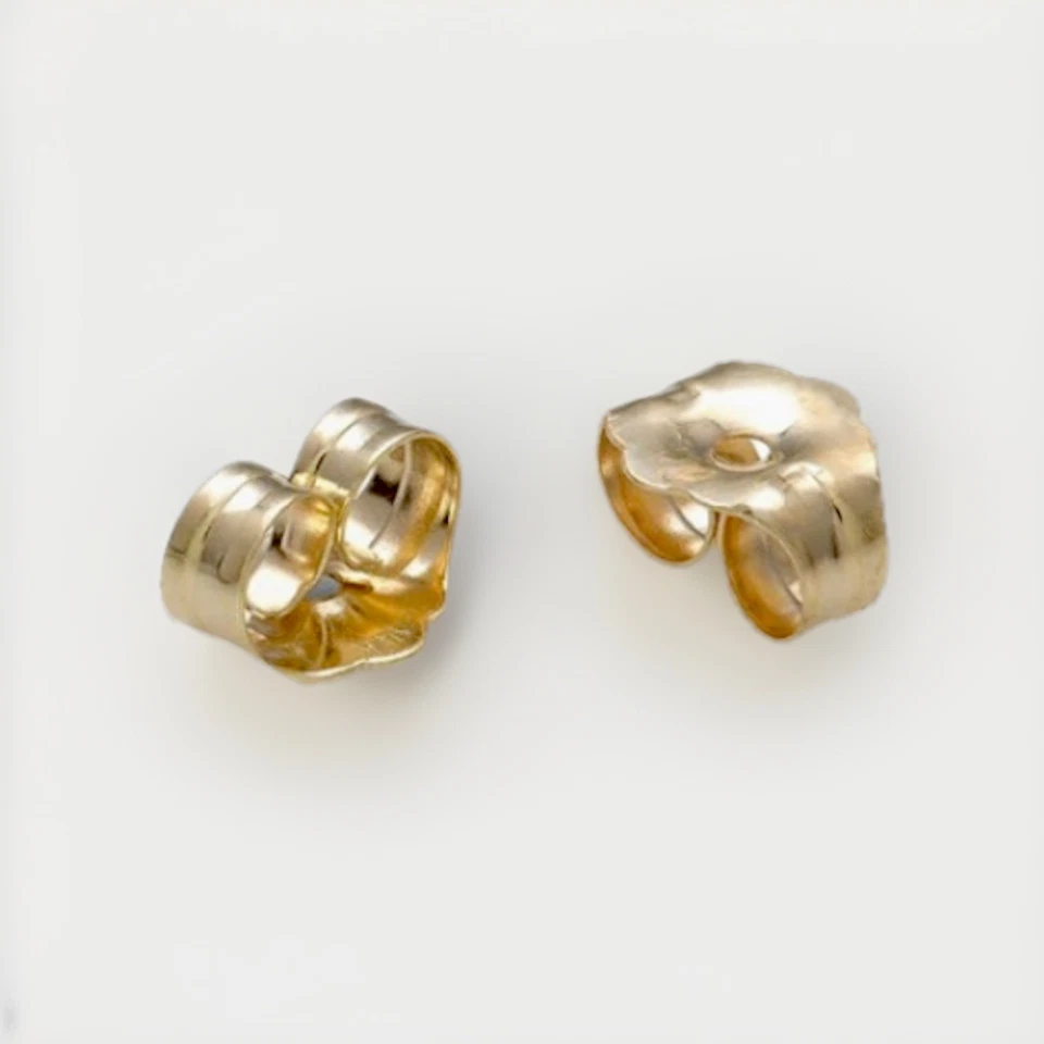 Pendiente de oro macizo de 14K postes de tapón trasero mariposa mediana 5,5 mm Foto 2 de 3