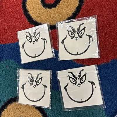 38 Press On Grinch Face Stickers, New For Christmas Ornament