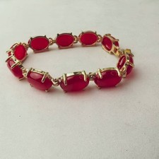 Red jade inlaid metal bracelet chain