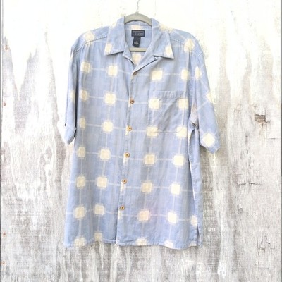 Cezani 100% Silk Hawaiian Short Sleeve Button Down Shirt Men's Large