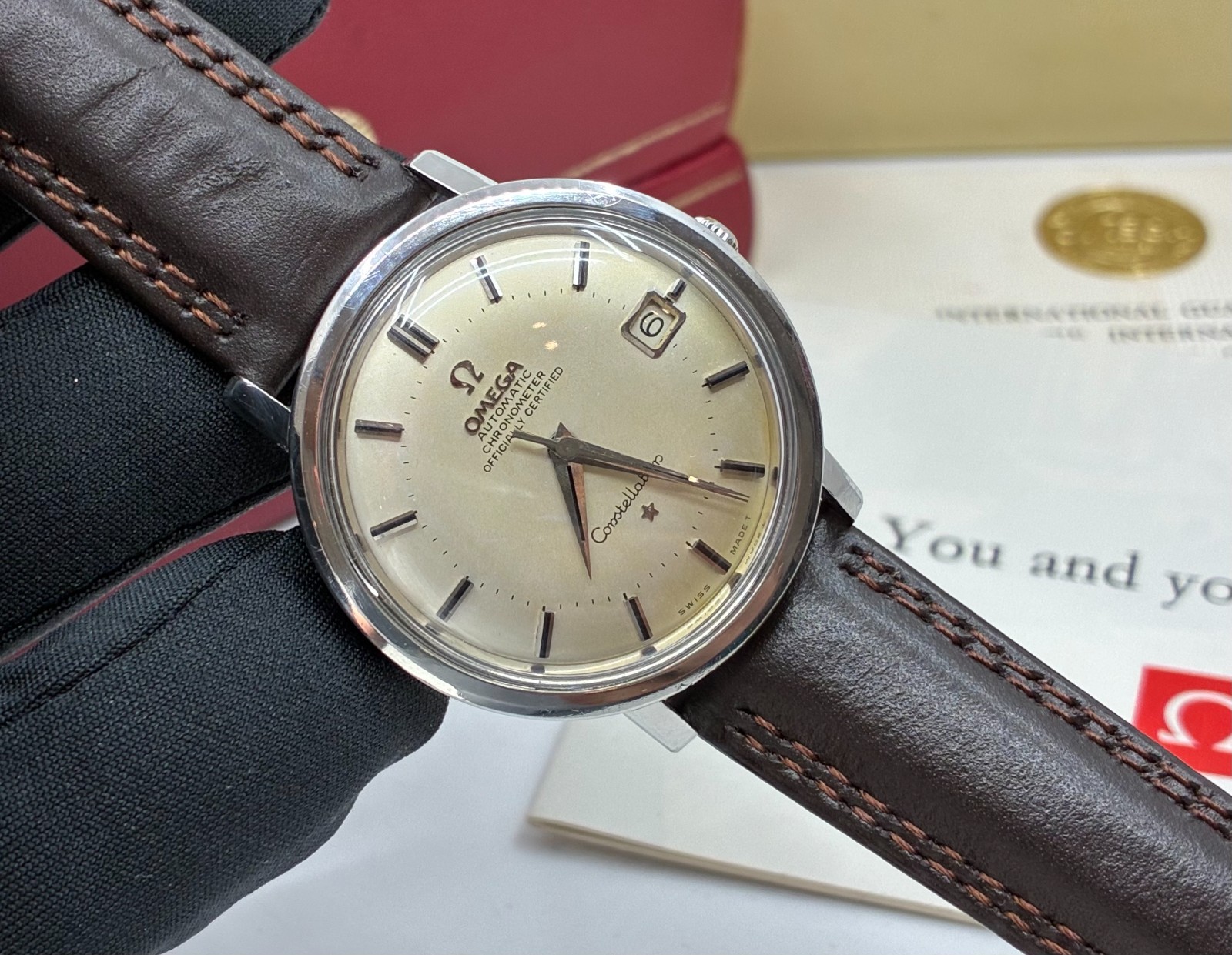 Vintage Omega Constellation Automatic Mens Watch + Box & Buckle - 1962 - 168.004 image 3