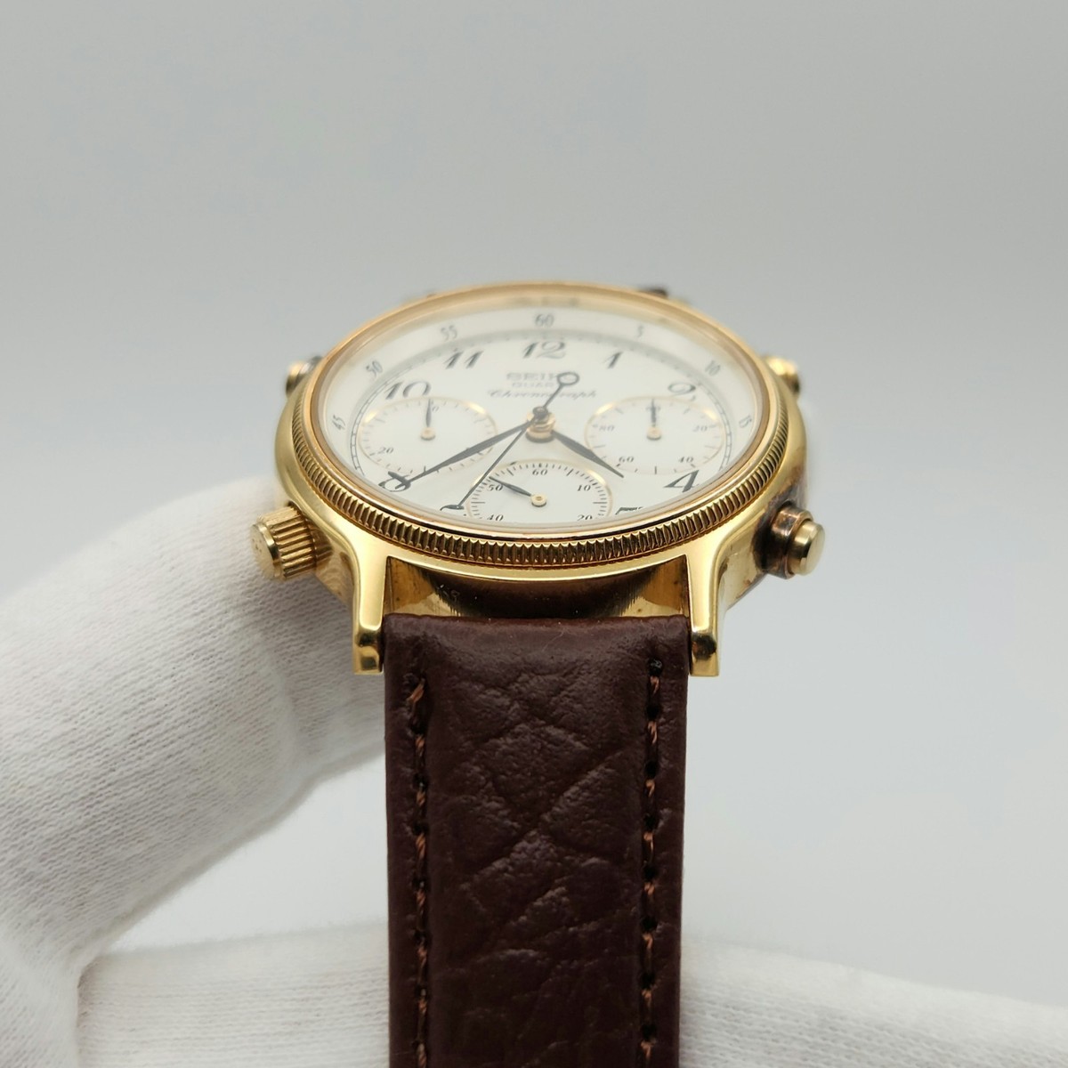 Seiko Men's Gold Tone Quartz Chronograph Watch 7A28-6050 - READ