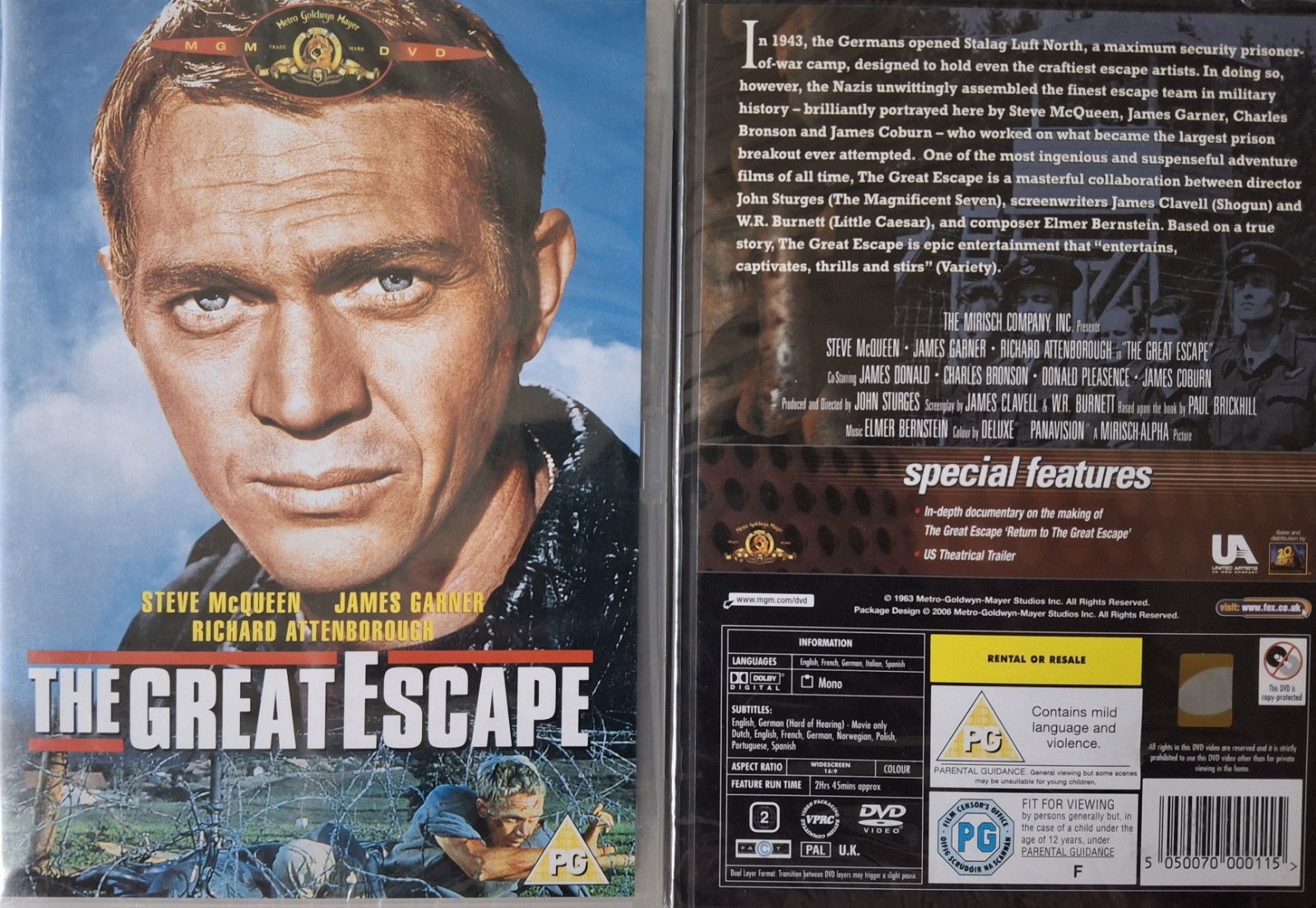 The Great Escape (1963) DVD Steve McQueen/James Garner 2004 New Sealed