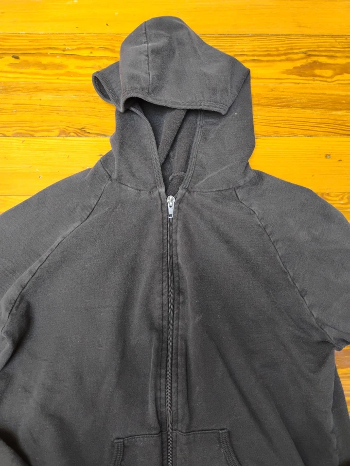 Moletom com capuz feminino vintage American Apparel com zíper M preto 100% algodão feito nos EUA - Imagem 2 de 4