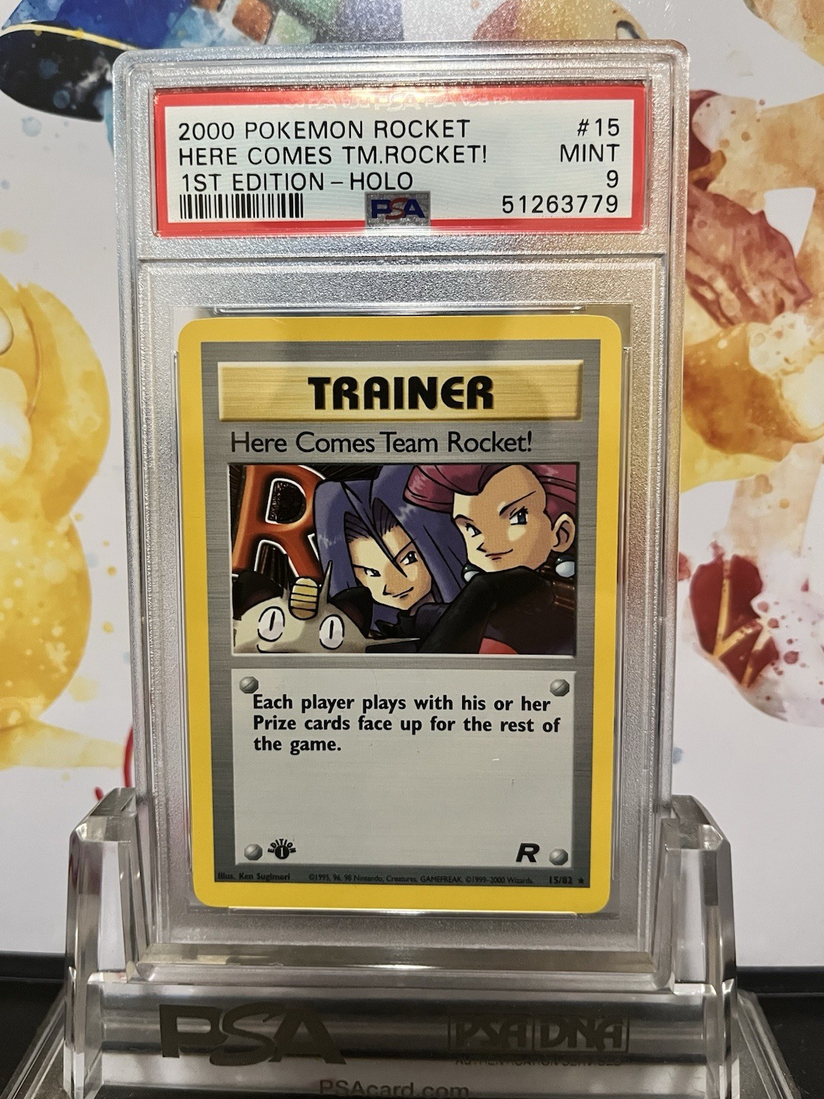 2000 Pokemon Team Rocket First Edition Here Comes Rocket! #15/82 PSA 9