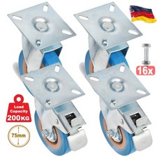 Transportrollen 75mm 4 x Lenkrollen Bockrollen Vollgummi Schwerlastrollen M&ouml;bel