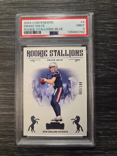 2024 Panini Contenders - Rookie Stallions Drake Maye #4 Blue /199 (RC)