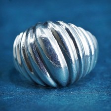 Size 6.5, Sterling silver handmade ribbed ring, 925 silver statement ring