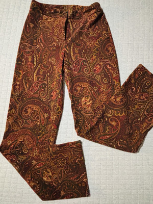 Casual Corner Annex Petite Sz 0 Paisley Brown Stretch Pants Waist 24''-  Ins. 27''