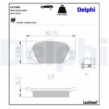 DELPHI Bremsbeläge Satz Hinten Bremsklötze für FIAT Linea (323, 110) LP1685