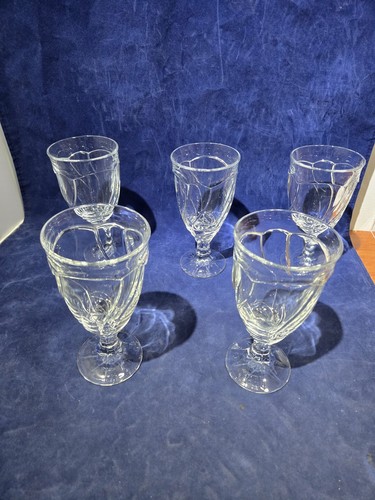 5 bicchieri da tè Noritake Sweet Swirl acqua piedi trasparenti alti 7 3/8" ~ ottimi