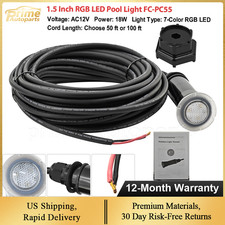 100FT 18W 12V 7 RGB LED 1.5 Pool Light For Pentair GloBrite Pentair IntelliTouch