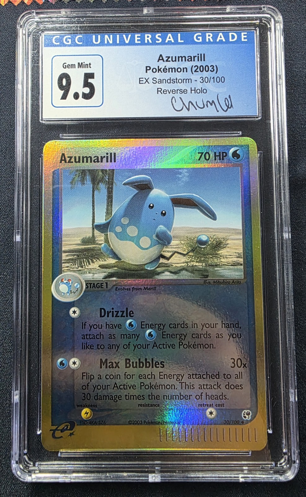 Azumarill #30 Reverse HOLO EX SANDSTORM CGC GEM MINT 10. CHUMLEE Collection.