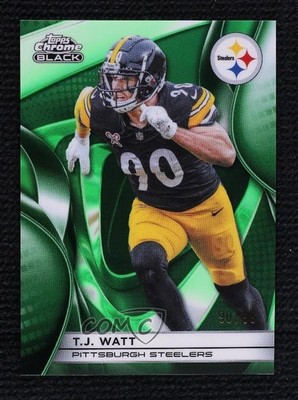 2025 Topps Chrome Black Green Refractor 90/99 TJ Watt #85 1v9r