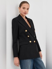 RRP US 848 Veronica Beard Rhys Dickey virgin wool jacket blazer black NWT US4 S
