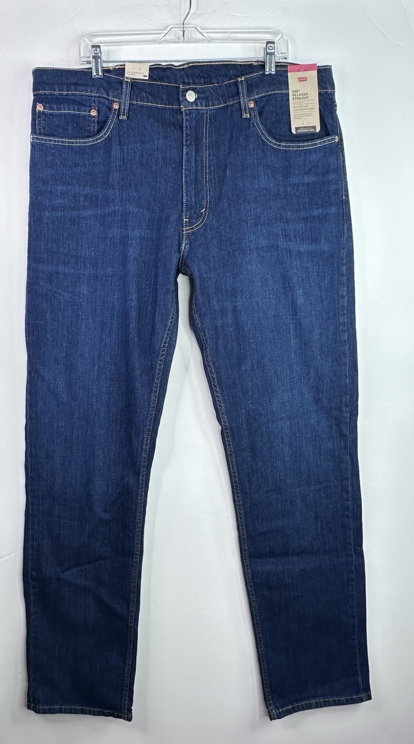 S 559 Relaxed Straight Jeans Size 40x38 Dark Wash Stretch De