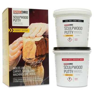 System Three 1600K20 SculpWood Putty Kit, 0.5 Gallon, Brown gallon,