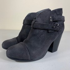 Rag Bone Black Suede Buckle Ankle Boots Block Heel Women's Size 38-8