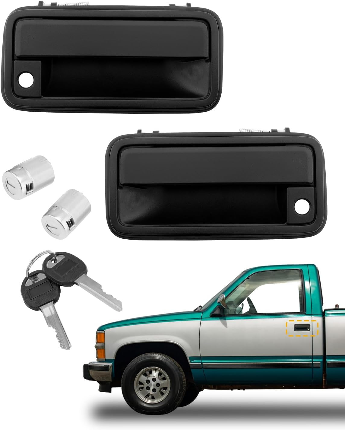Front Door Handle Set Lock Keys Chevy GMC C1500 K1500 88-99 C2500 K2500 88-00