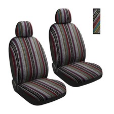 5 PCS Baja Saddle Blanket Car Seat Covers, Front Set Breathable Striped Woven...