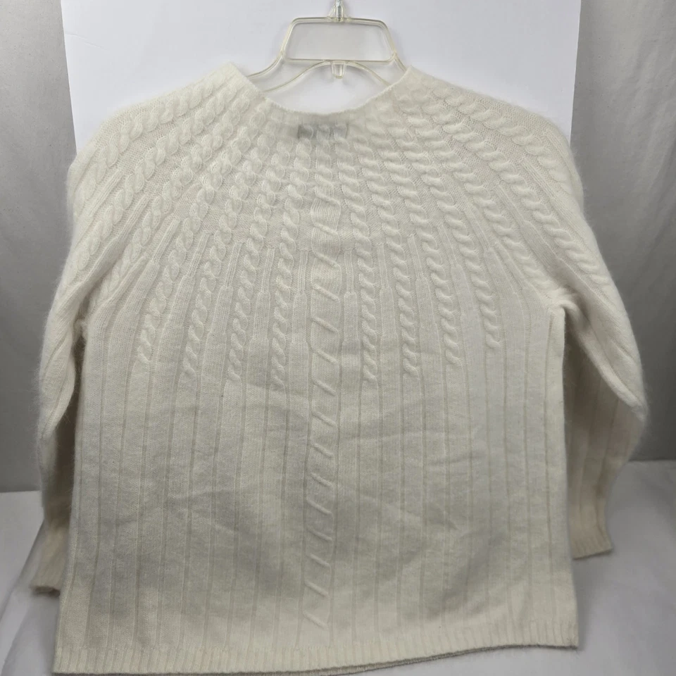 Suéter Pullover Tejido con Cable Lana de Cordero Angora XL Ciervo Blanco Para Mujer Crema-SUAVE Foto 2 de 4